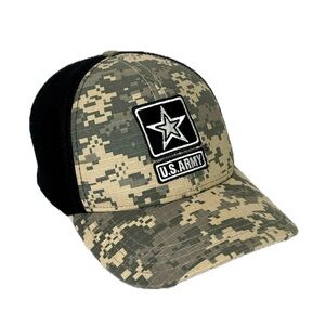 U.S. ARMY Digital Camo Star Embroidered Mesh Adjustable Strap Trucker Cap Unisex